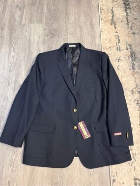 NWT Louis Martin 20 Navy Blue Gold Button Hopsack Women Blazer Jacket Sport Coat